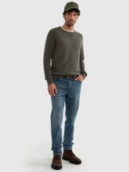 Sweter męski ciemnoszary Najn 905. Szare swetry męskie Big Star, l, bez wzorów, ze skóry, bez kołnierzyka. W wyprzedaży za 199.99 zł.