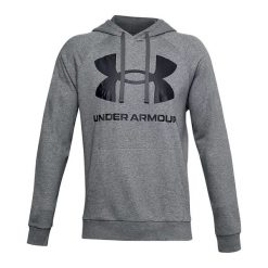 Bluza fitness męska Under Armour Rival Fleece Big Logo HD. Czarne bluzy bez kaptura męskie Under Armour, bez wzorów, sportowe, bez kołnierzyka, bez ramiączek. Za 129.99 zł.