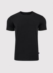PAKO LORENTE – Czarny gładki T-shirt Basic. Czarne t-shirty męskie Pako Lorente, m, bez wzorów, z bawełny, bez kołnierzyka. Za 79.99 zł.