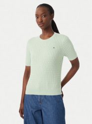 Tommy Hilfiger Bluzka WW0WW41787 Zielony jasny Regular Fit. Zielone bluzki damskie Tommy Hilfiger, xxs, bez wzorów, z bawełny, bez kołnierzyka, bez ramiączek. Za 489.99 zł.
