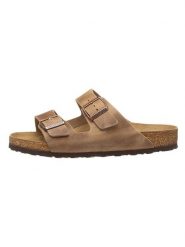 Birkenstock Skórzane klapki "Arizona" w kolorze jasnobrązowym rozmiar: 39. Brązowe klapki damskie Birkenstock. Za 364.56 zł.