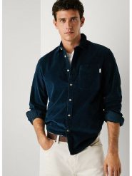 Pepe Jeans Koszula sztruksowa "Clayton" w kolorze granatowym rozmiar: M. Niebieskie koszule męskie Pepe Jeans, m, bez wzorów, z jeansu, bez kołnierzyka, bez ramiączek. Za 187.96 zł.