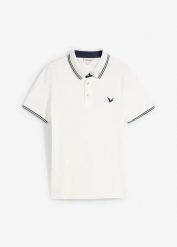 Koszula polo z piki z czystej bawełny. Białe koszule męskie bonprix, l, bez wzorów, z bawełny, bez kołnierzyka, bez ramiączek. Za 67.99 zł.