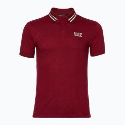 Koszulka męska EA7 Emporio Armani Golf Pro Polo Check. Czerwone koszulki polo męskie EA7 Emporio Armani, m, bez wzorów, z bawełny, bez ramiączek. Za 279.99 zł.