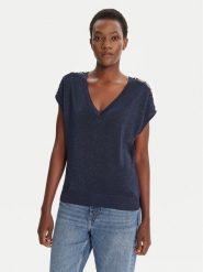 Morgan Bluzka 242-MRING Granatowy Relaxed Fit. Niebieskie bluzki damskie Morgan, m, bez wzorów, z wiskozy, bez ramiączek. Za 179.99 zł.