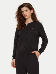 Tommy Hilfiger Kardigan WW0WW42370 Czarny Regular Fit. Czarne kardigany damskie Tommy Hilfiger, xxl, bez wzorów, z bawełny. Za 369.99 zł.