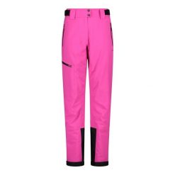Spodnie damskie narciarskie CMP 34W3946. Czerwone spodnie materiałowe damskie CMP, bez wzorów, z materiału, sportowe. Za 459.99 zł.