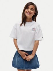 Tommy Hilfiger T-Shirt KG0KG09465 Biały Regular Fit. Białe koszulki dziewczęce Tommy Hilfiger, bez wzorów, z bawełny, bez ramiączek. Za 169.99 zł.