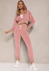 Różowy Komplet Dresowy z Bawełny Bluza z Kapturem i Spodnie Slim Inerisa. Czerwone bluzy z kapturem damskie Renee, l, z bawełny. Za 119.99 zł.