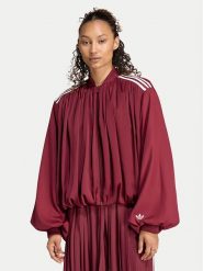 Adidas Bluza Satin Pleated Track Top LG4080 Bordowy Relaxed Fit. Czerwone bluzy bez kaptura damskie Adidas, xs, z syntetyku. Za 368.99 zł.