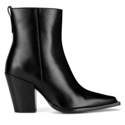 Botki GINO ROSSI. Brązowe botki damskie Gino Rossi, bez obcasa, na słupku, bez zapięcia. Za 259.99 zł.