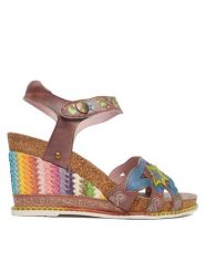 Laura Vita Sandały Balade 33 Niebieski. Niebieskie sandały damskie Laura Vita, bez wzorów, ze skóry, bez obcasa, na koturnie. Za 429.99 zł.