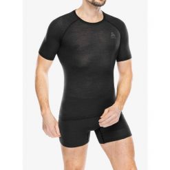 Koszulka termoaktywna męska Odlo Merino PW 140 Seamless BL Top Crew Neck SS. Czarne bielizna termoaktywna męska Odlo, m, bez wzorów. Za 261.99 zł.