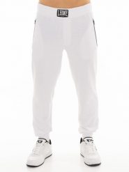Bluza z zamek błyskawiczny na co dzień na siłownię. Białe bluzy bez kaptura męskie LEONE 1947 APPAREL, bez wzorów, bez kołnierzyka, bez ramiączek. Za 84.16 zł.