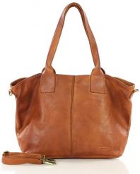 Shopper skórzany MARCO MAZZINI brąz camel vs115b. Brązowe shopper bag damskie bez wzorów, ze skóry, duże, bez dodatków. Za 365.75 zł.