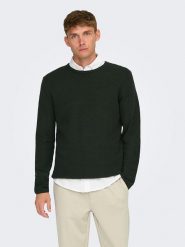 ONLY & SONS Sweter w kolorze czarnym rozmiar: M. Czarne swetry męskie Only & Sons, m, bez wzorów, z bawełny, bez kołnierzyka. Za 70.24 zł.
