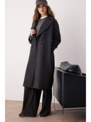 Trendyol Płaszcz przejściowy w kolorze antracytowym rozmiar: 40. Czarne płaszcze damskie Trendyol, bez wzorów, z wełny. Za 162.11 zł.