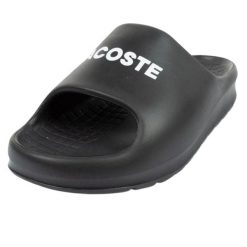 Klapki Damskie Serve. Czarne klapki damskie Lacoste, bez wzorów, bez obcasa. Za 313.99 zł.