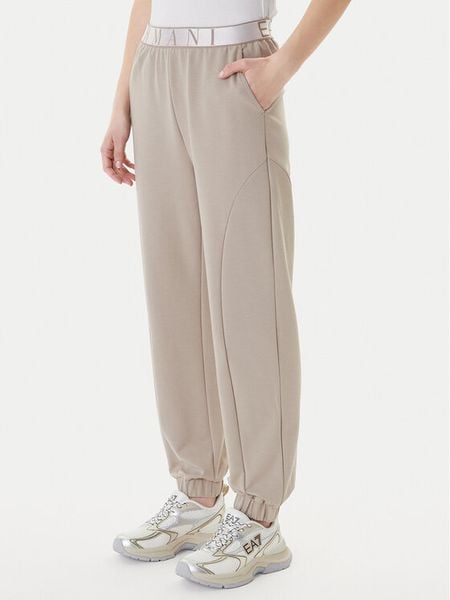 EA7 Emporio Armani Spodnie dresowe 7W001154 AF12501 U6225 Beżowy Regular Fit. Brązowe spodnie dresowe damskie EA7 Emporio Armani, s, bez wzorów, z dresówki. Za 489.99 zł.