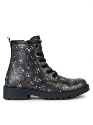 Geox Trapery Jr Casey J2620D 00004 C9999 D Czarny. Czarne kozaki dziewczęce Geox, bez wzorów, ze skóry, bez obcasa. Za 429.99 zł.