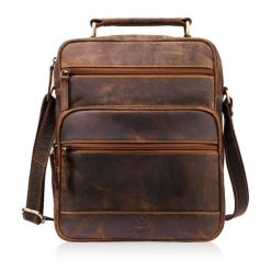 Torba męska skórzana vintage brązowa listonoszka męska Paolo Peruzzi T-127-HBR. Brązowe torby męskie na ramię bez wzorów, z materiału, na ramię. Za 259.00 zł.