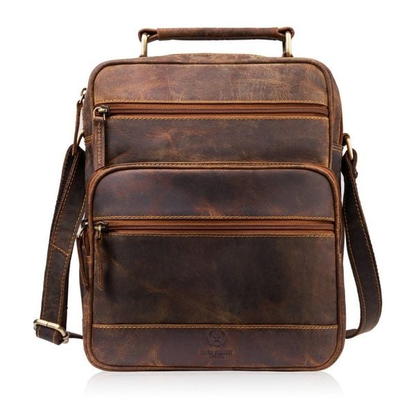 Torba męska skórzana vintage brązowa listonoszka męska Paolo Peruzzi T-127-HBR. Brązowe torby męskie na ramię bez wzorów, z materiału, na ramię. Za 259.00 zł.