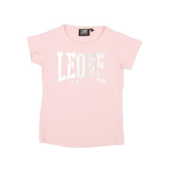 Podstawowy t-shirt dla dziewczynek z dużym logo. Czerwone koszulki dziewczęce LEONE 1947 APPAREL, bez wzorów, bez ramiączek. W wyprzedaży za 55.90 zł.