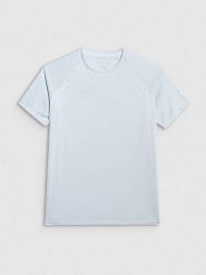 4F Koszulka sportowa w kolorze błękitnym rozmiar: M. Niebieskie bluzki sportowe damskie 4f, m, z materiału, bez kołnierzyka, bez ramiączek. Za 59.95 zł.