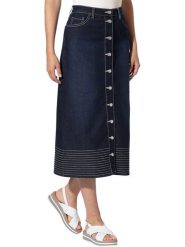 Heine Spódnica dżinsowa w kolorze granatowym rozmiar: 34. Niebieskie spódniczki damskie Heine, bez wzorów, klasyczne, midi. Za 126.99 zł.