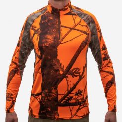 Koszulka myśliwska długi rękaw oddychająca Solognac 500 camo fluo. Brązowe koszulki męskie z długim rękawem SOLOGNAC, l, z elastanu. Za 119.99 zł.