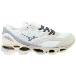 Buty sportowe Mizuno z niebieskiej skóry. Szare obuwie do biegania damskie Mizuno. Za 689.99 zł.