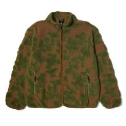 Kurtka turystyczna męska HUF Abstract High Pile Jacquard. Brązowe kurtki męskie HUF, m, bez wzorów, z polaru, sportowe, bez kaptura. Za 640.55 zł.