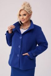 Jesienny płaszcz Szafirowa Aria OVERSIZE PLUS SIZE XXL WIOSNA. Niebieskie płaszcze damskie Moda Size Plus Iwanek, na jesień, plus size, bez wzorów, z tkaniny, plus size. Za 469.90 zł.