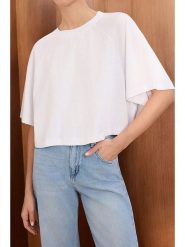 Trendyol Koszulka w kolorze kremowym rozmiar: S/M. Brązowe bluzki damskie Trendyol, m, bez wzorów, z bawełny, bez kołnierzyka, bez ramiączek. Za 39.99 zł.