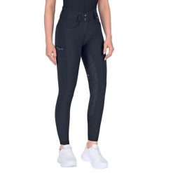Damskie spodnie jeździeckie o pełnej przyczepności ELT Comfort Ride Glam. Niebieskie spodnie materiałowe damskie ELT, bez wzorów, z elastanu, klasyczne. Za 465.50 zł.