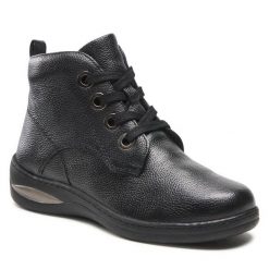Trzewiki Go Soft. Czarne botki damskie GO SOFT, bez obcasa, na płaskiej podeszwie, bez zapięcia. Za 136.99 zł.