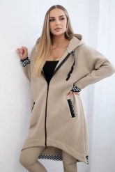 Bluza na suwak z kapturem jasno beżowa. Brązowe bluzy z kapturem damskie KESI, l, z bawełny. Za 355.46 zł.