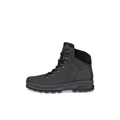Robustne botki na torze Ecco. Czarne buty zimowe męskie ECCO, z materiału, bez zapięcia. Za 653.85 zł.