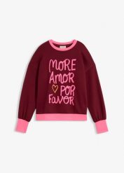 Bluza z mieszanki bawełny. Czerwone bluzy bez kaptura damskie bonprix, z bawełny. Za 94.99 zł.