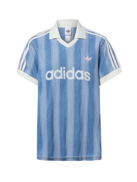 Adidas Originals dżinsowa koszulka polo Kobiety Bawełna niebieski, S. Niebieskie topy sportowe damskie adidas Originals, s, bez wzorów, z bawełny, bez ramiączek. Za 179.95 zł.