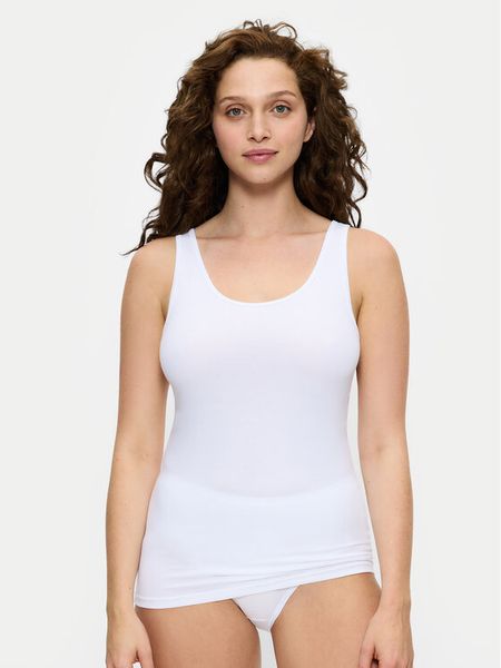 Triumph Top Sense Of Cotton 10224974 Biały Slim Fit. Białe topy damskie Triumph, bez wzorów, z bawełny, bez kołnierzyka. Za 49.00 zł.