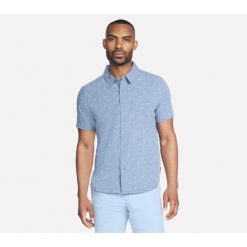 Męska koszula z krótkim rękawem Skechers. Niebieskie koszule męskie Skechers, m, bez wzorów, bez kołnierzyka, bez ramiączek. Za 175.99 zł.