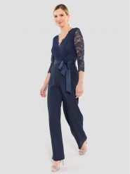 Swing Kombinezon 3AE00300 Granatowy Regular Fit. Niebieskie kombinezony damskie Swing, bez wzorów, z syntetyku, bez kołnierzyka, bez ramiączek. Za 829.99 zł.
