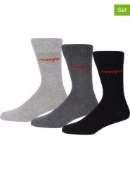 Wrangler Skarpety (3 pary) "Coull" w kolorze czarno-szarym rozmiar: 43-46. Czarne skarpetki męskie Wrangler, bez wzorów. Za 34.93 zł.
