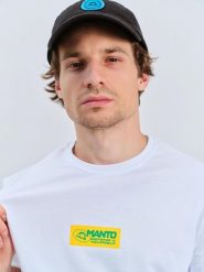 Koszulka sportowa MANTO Block 24 z krótkim rękawem. Białe t-shirty sportowe męskie Manto, xl, z bawełny, bez ramiączek. Za 87.99 zł.