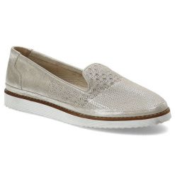 Złote Półbuty Lanqier Eleganckie Buty Damskie. Żółte półbuty damskie Lanqier, w ażurowe wzory, ze skóry, eleganckie, bez obcasa. Za 159.00 zł.