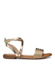 Geox Sandały D Sozy Plus D55DQF 02JN0 C2E2L Złoty. Żółte sandały damskie Geox, bez wzorów, ze skóry, bez obcasa, na płaskiej podeszwie. Za 399.99 zł.