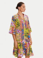 Iconique Sukienka letnia IC25-124 Kolorowy Relaxed Fit. Sukienki damskie Iconique, na lato, m, bez wzorów, z syntetyku, bez kołnierzyka, bez ramiączek. Za 239.99 zł.