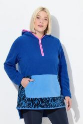 Damskie Bluza z kapturem polar szerokie kolorowe pasy kaptur długi rękaw. Niebieskie bluzy z kapturem damskie Ulla Popken, plus size, z elastanu. Za 279.99 zł.