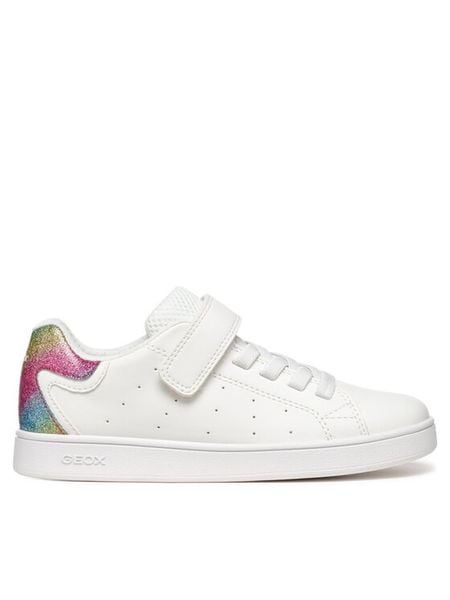 Geox Sneakersy J Eclyper J36LRA 0BCQD C0653 S Biały. Białe buty sportowe dziewczęce Geox, bez wzorów, ze skóry, bez zapięcia. Za 139.99 zł.